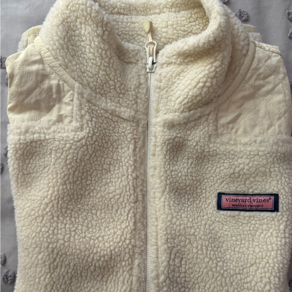Vineyard Vines Cream Sherpa Vest Xsmall
